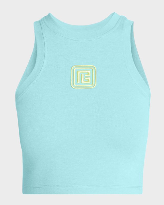 Retro Logo Embroidered Crop Tank Top