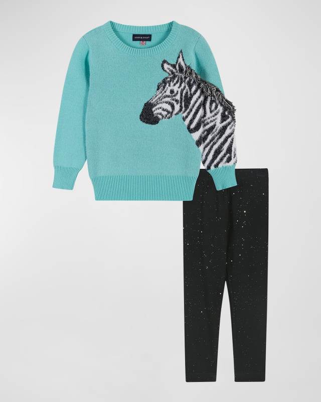 Girl's Zebra Sweater and Pants Set, Size 2T-