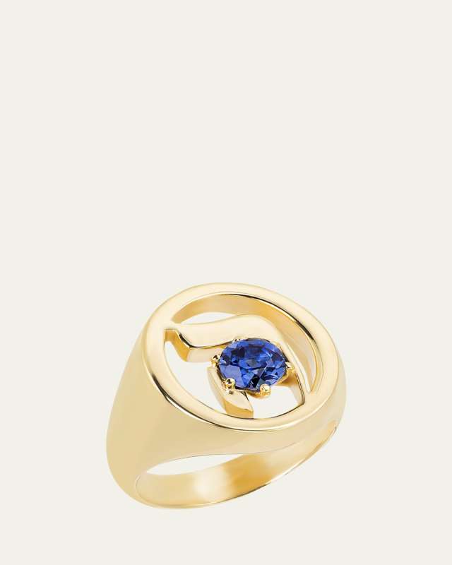 18K Gold Hebrew HEI Initial Signet Ring