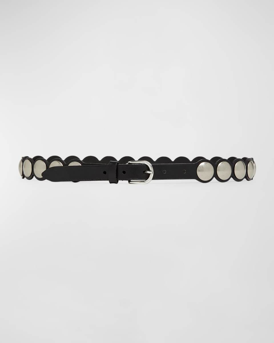 Giavi Slim Studded Leather Belt