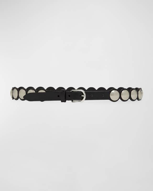 Giavi Slim Studded Leather Belt