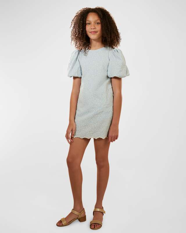 Girl's Giselle Mini Puff Sleeve Dress, Size 7-