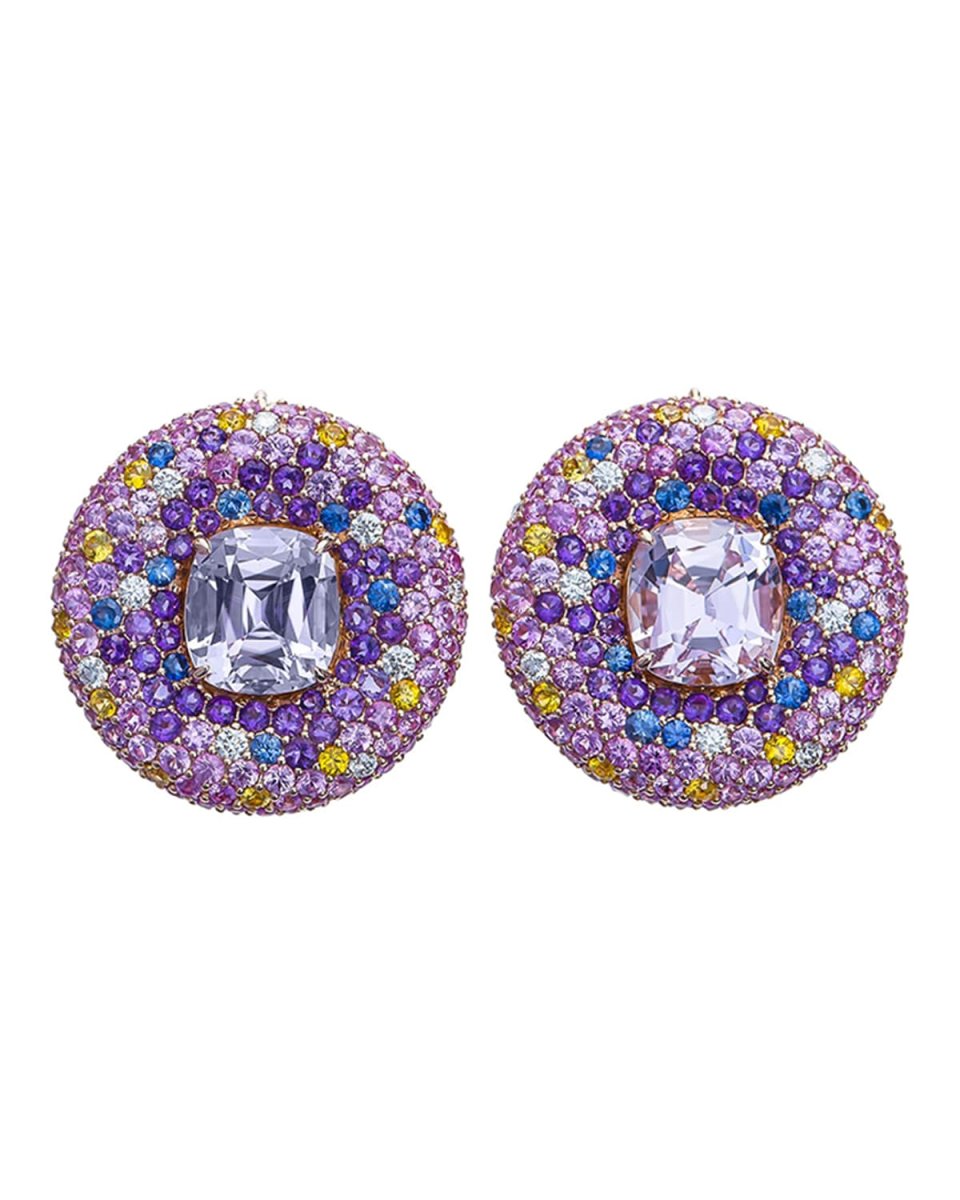 18k Kunzite Button Earrings