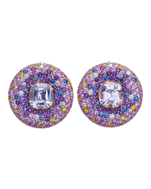 18k Kunzite Button Earrings