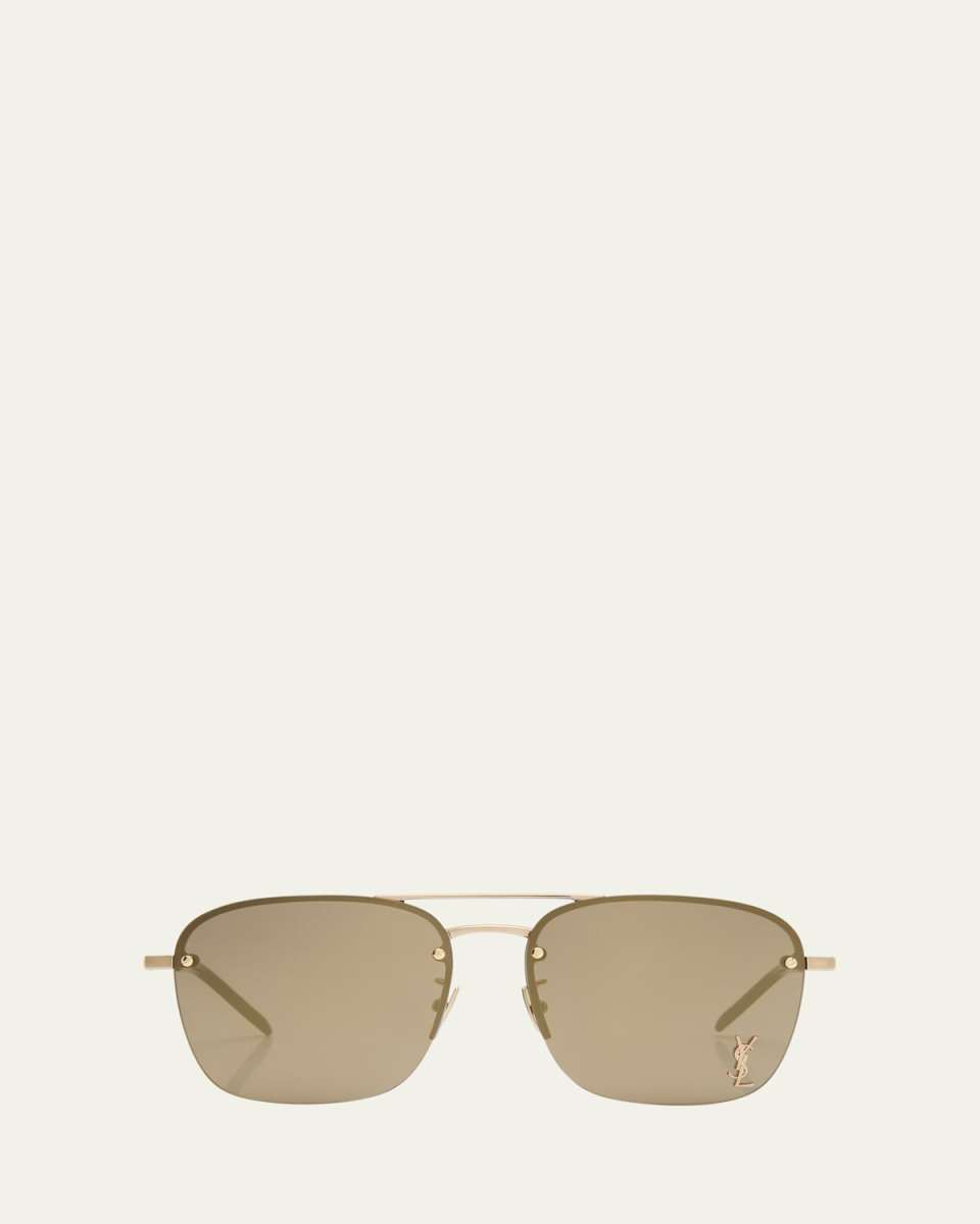 Raised YSL Metal Aviator Sunglasses