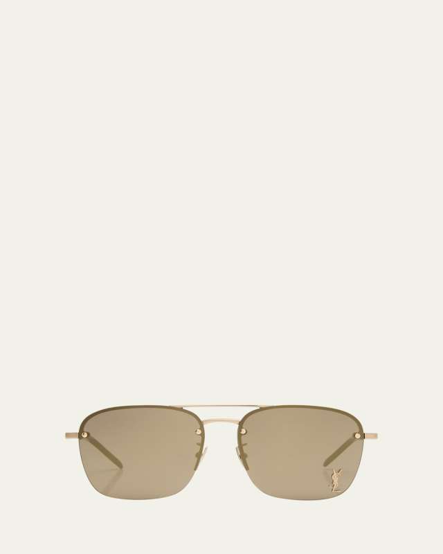 Raised YSL Metal Aviator Sunglasses
