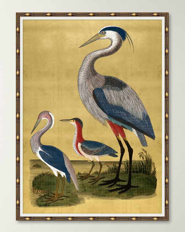 "Majestic Cranes on Gold II" Giclee Art