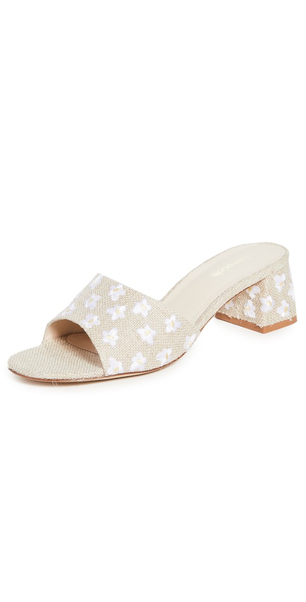 Larroudé Brigitte Block Heel Sandals Raw