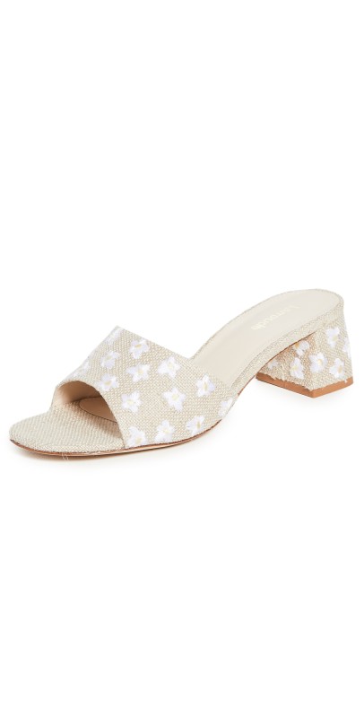 Larroudé Brigitte Block Heel Sandals Raw