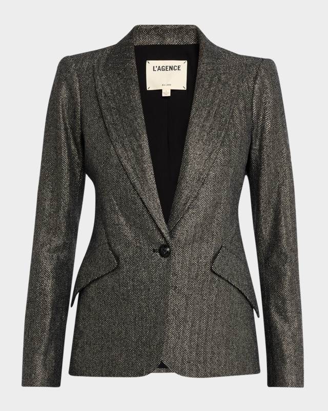 Chamberlain Metallic Herringbone Single-Breasted Blazer