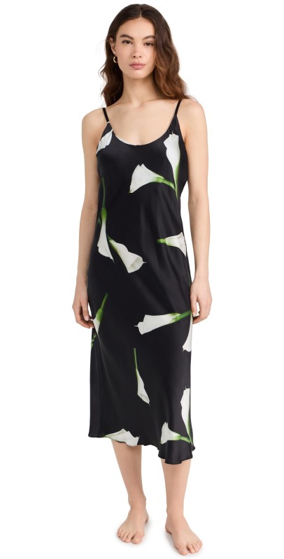 Lunya Washable Silk Bias Slip Dress Floatingily