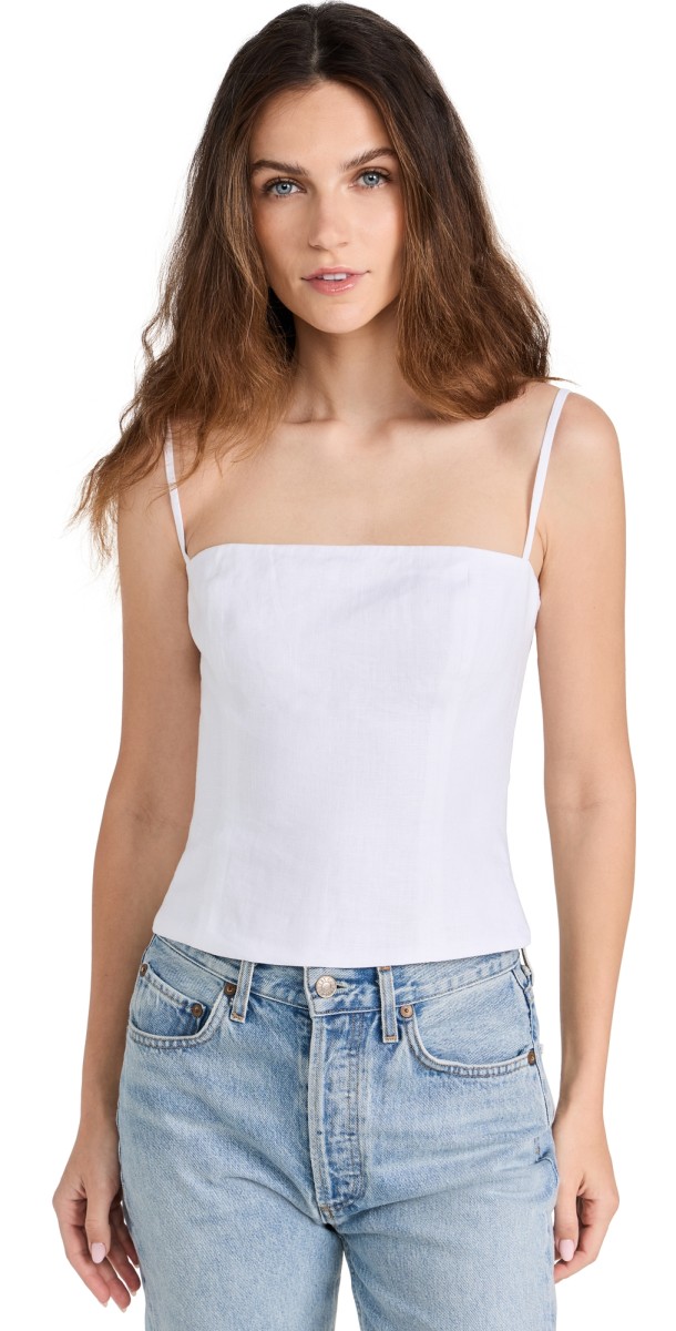 Reformation Overland Linen Top White