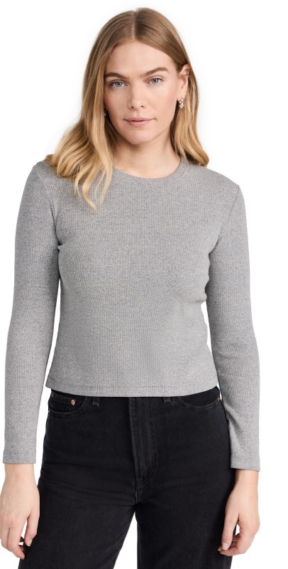 perfectwhitetee Foxx Ribbed Long Sleeve True Black