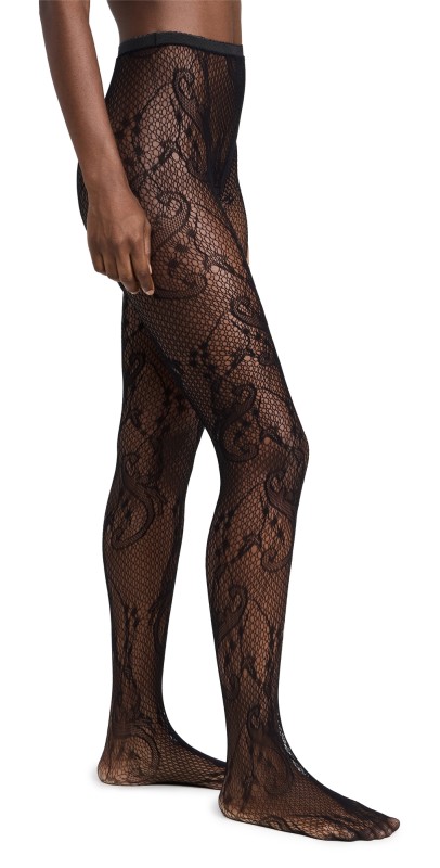 Stems Fleur De Lis Fishnet Tights Black