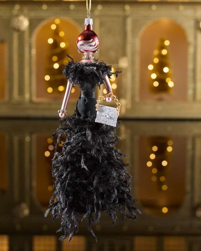 Fashionista in Feather Gown Christmas Ornament