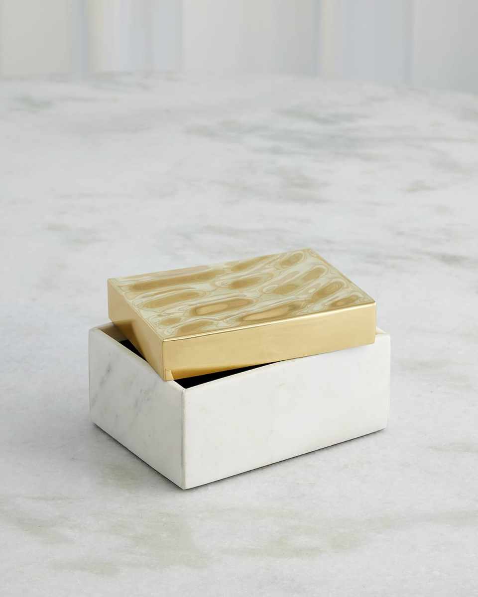 Shimmer Marble & Brass Decorative Box