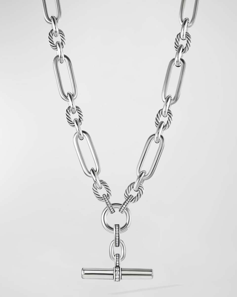 Lexington Chain Necklace with Diamonds in Silver, 9.8mm, 18"L