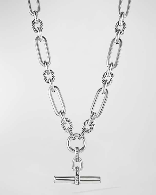 Lexington Chain Necklace with Diamonds in Silver, 9.8mm, 18"L