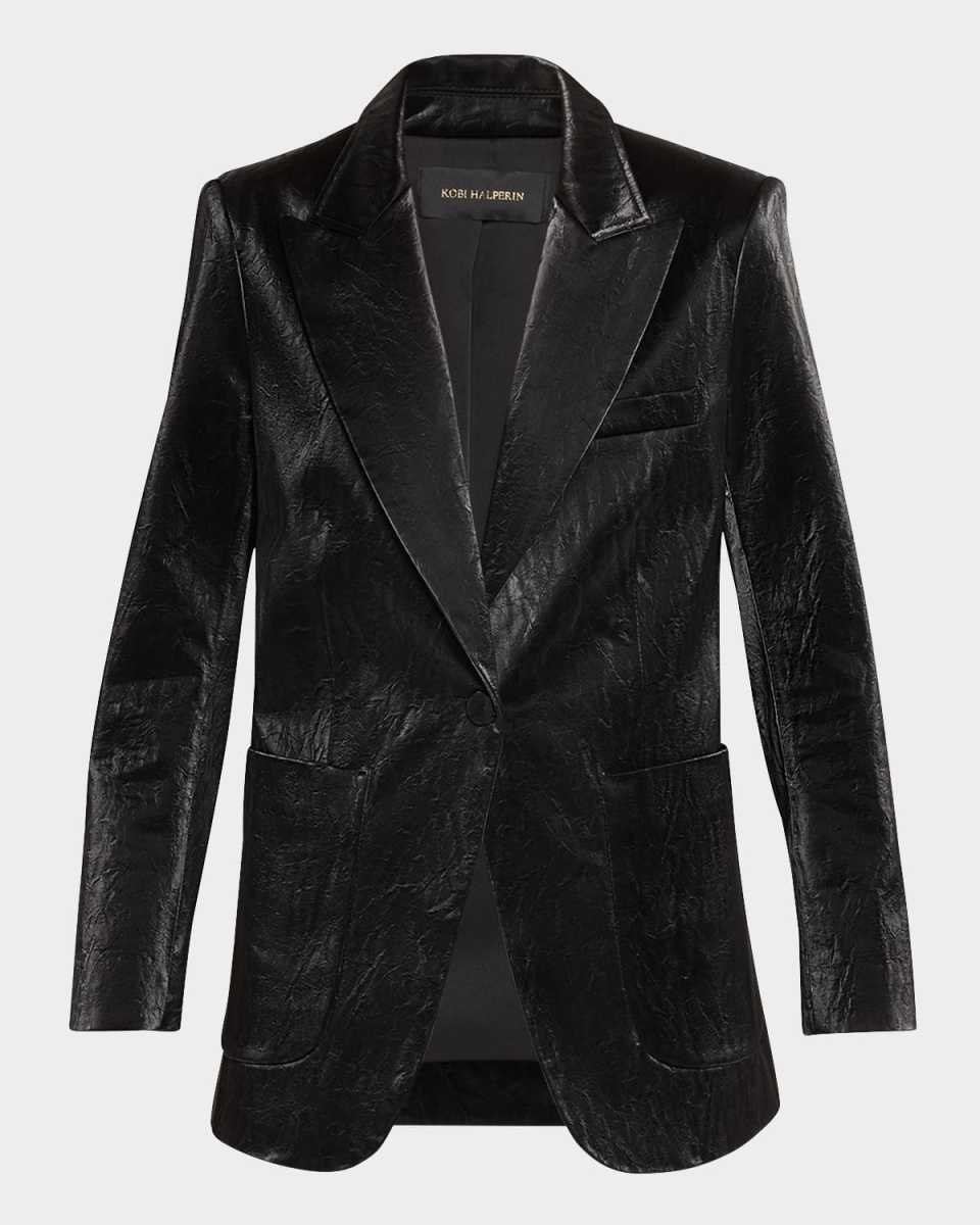 Pixi Single-Button Silken Blazer Jacket