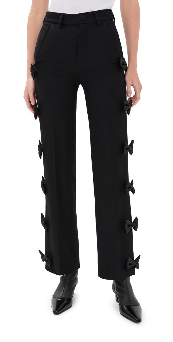 Tanner Fletcher Emerson Satin Bow Tuxedo Trousers Black