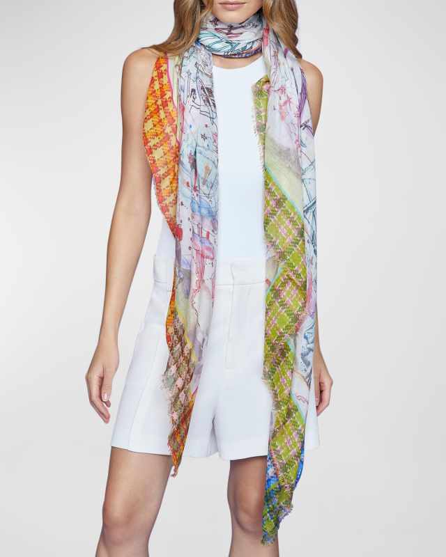 Italy Map Print Modal-Silk Scarf