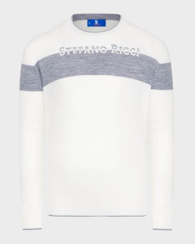 Boy's Logo Embroidered Wool Knit Sweater, Size 4-14