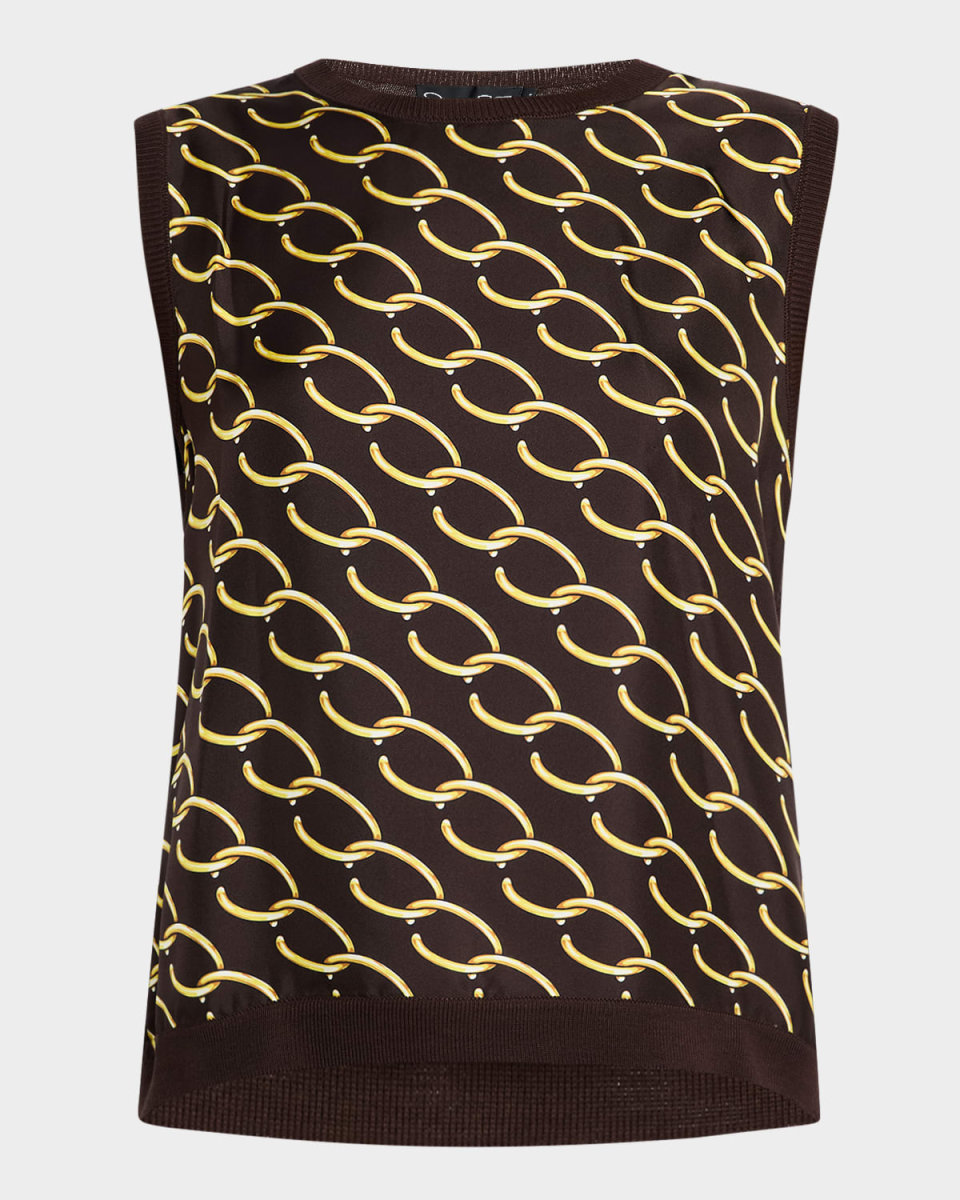 Chain Silk Twill Tank Top