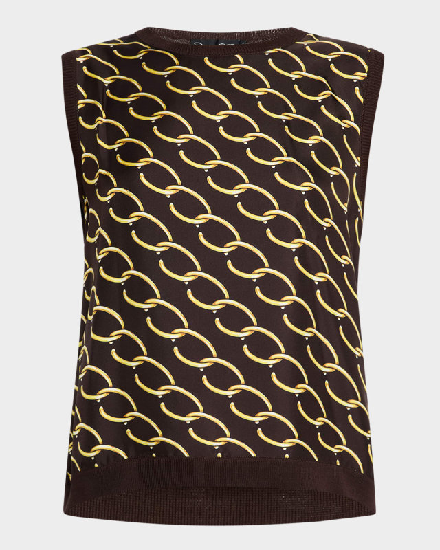 Chain Silk Twill Tank Top