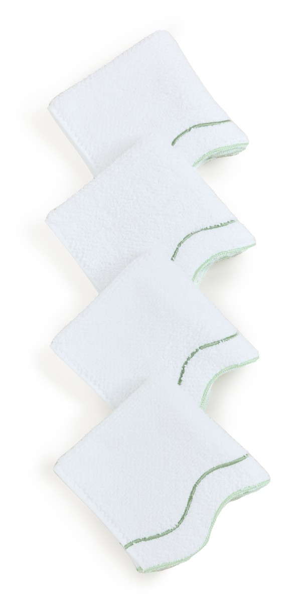 Kassatex Shopbop X Kassatex Scalloped Washcloth Set White/Green