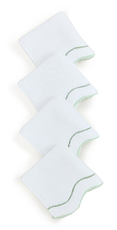 Kassatex Shopbop X Kassatex Scalloped Washcloth Set White/Green