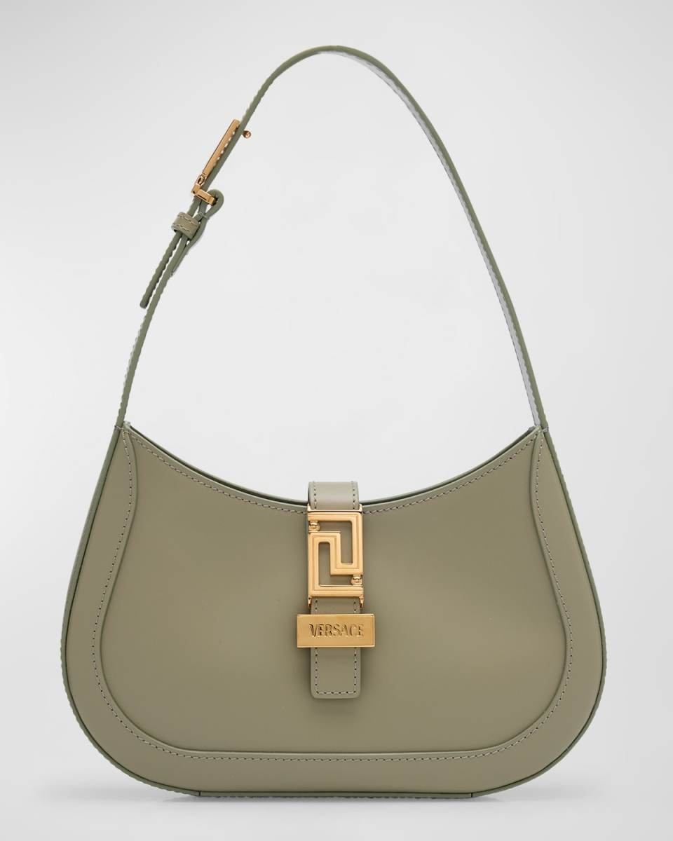 Greca Small Leather Hobo Bag