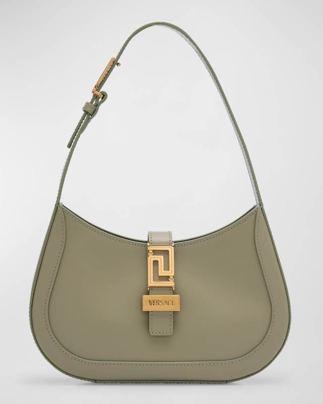 Greca Small Leather Hobo Bag