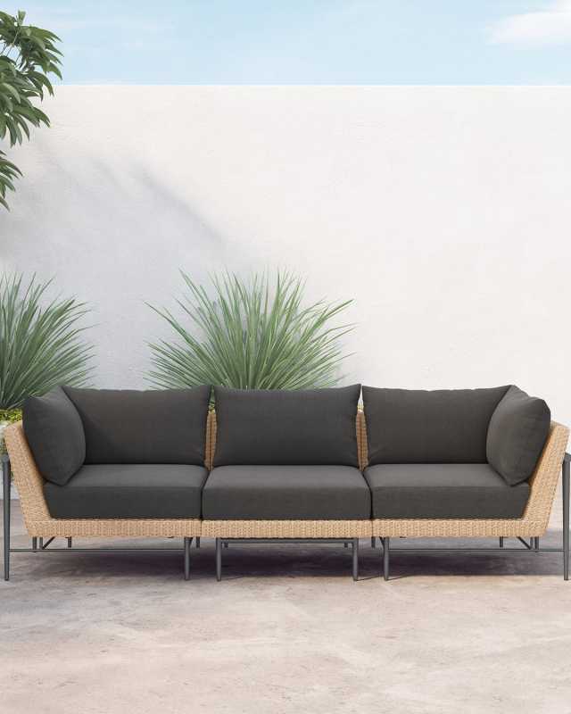 Cavan Outdoor 3-Piece Sectional Sofa, Natural