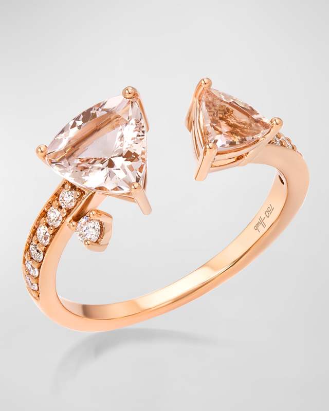 18K Mirage Pink Gold Ring with VS/GH Diamonds and Rose Morganite