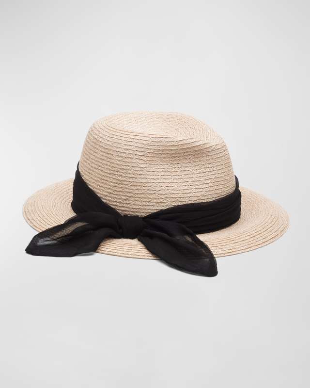 Lillian Woven Fedora Hat w/ Scarf Band