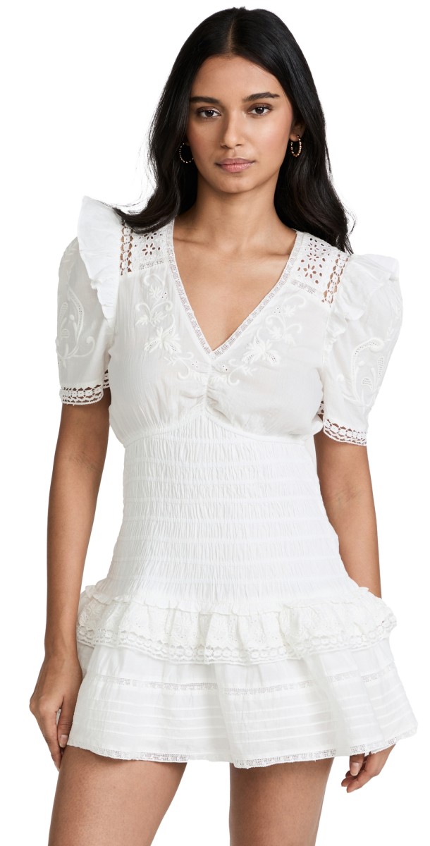 LoveShackFancy Rena Dress Antique White