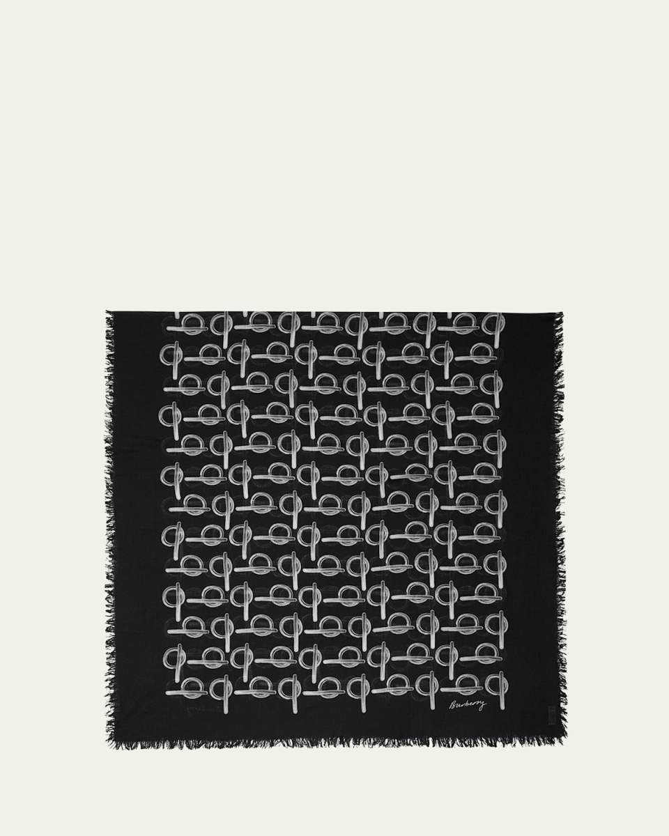 B-Buckle Fringed Wool Scarf