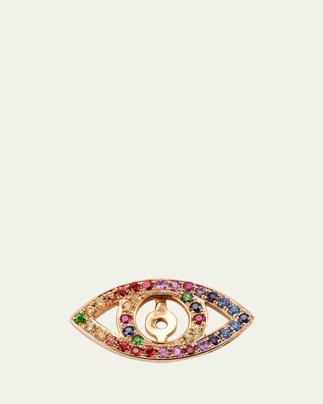 18K Rose Gold Rainbow Sapphire Eye Earring Jacket, Single