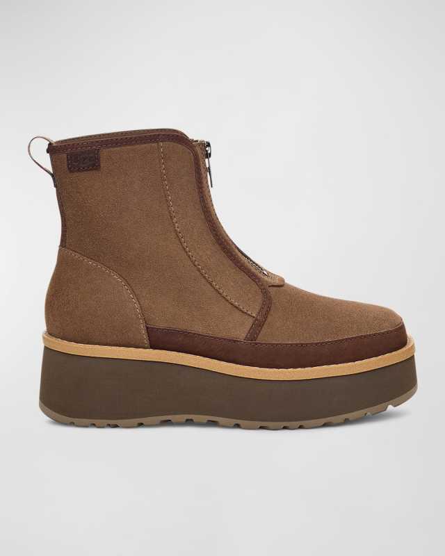 Cityfunc Suede Zip Flatform Booties