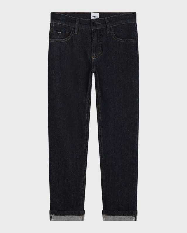Boy's Jeans W/ Logo Label, Size 14-16