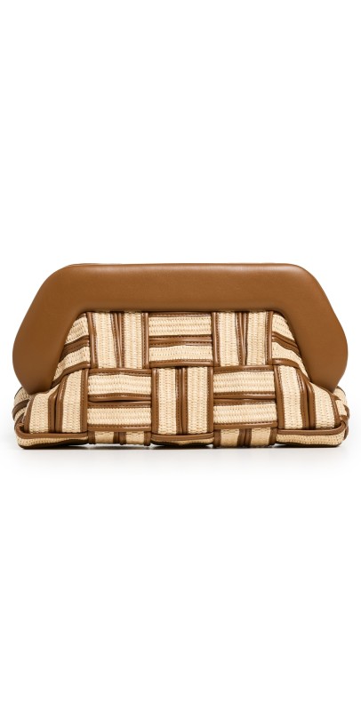 Themoire Bios Weave Straw Clutch Shell