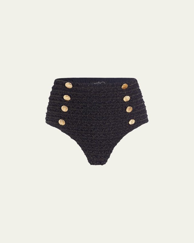 Crinkle Lurex Bikini Bottoms