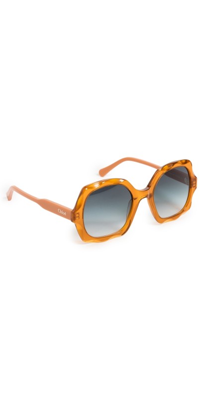 Chloe Scalloped Acetate Sunglasses Orange/Orange/Grey