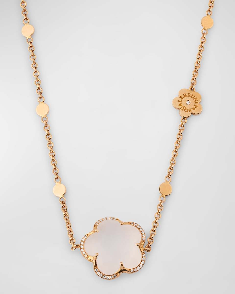 Bon Ton 18k Rose Gold White Quartz Necklace