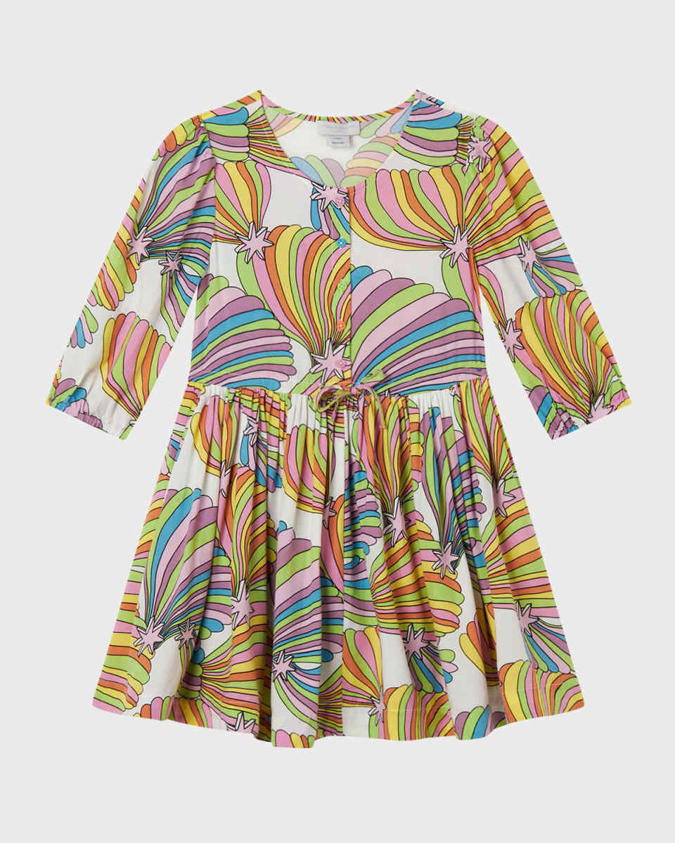 Girl's Vibrant Graphic Printed Dress, Size 4-8