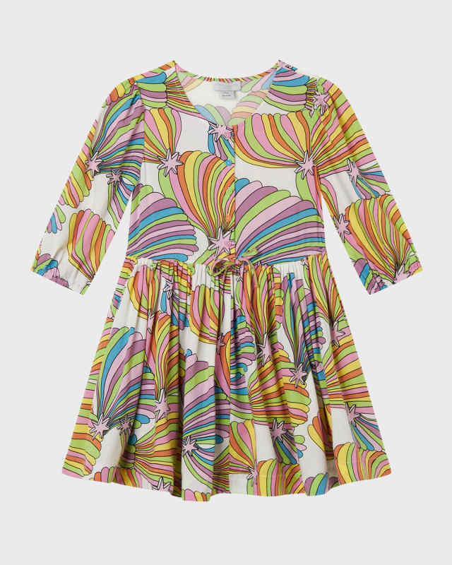 Girl's Vibrant Graphic Printed Dress, Size 4-8