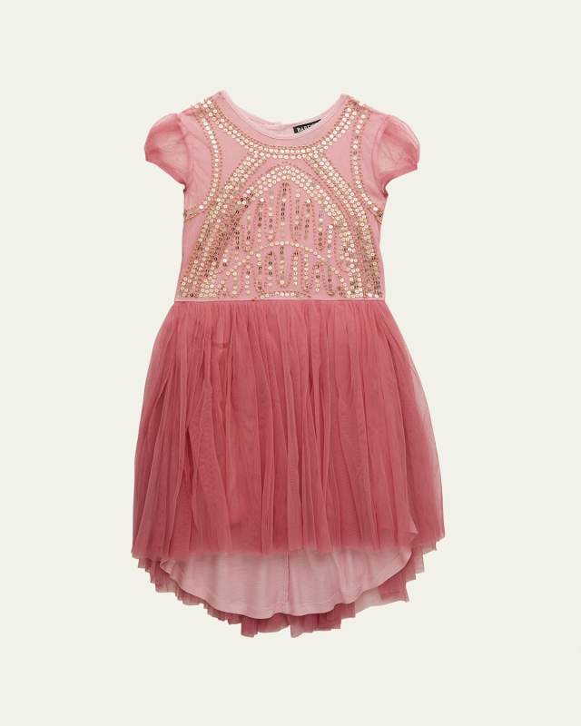 Girl's Taylor Embellished Tulle Open Back Dress, Size 4-