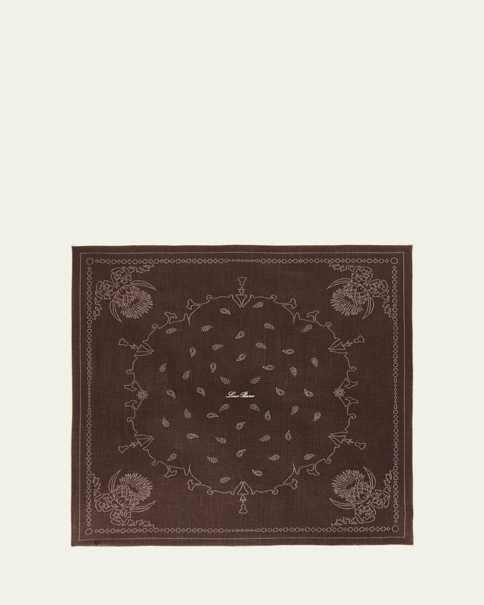 Logo-Print Wool Paisley-Print Scarf
