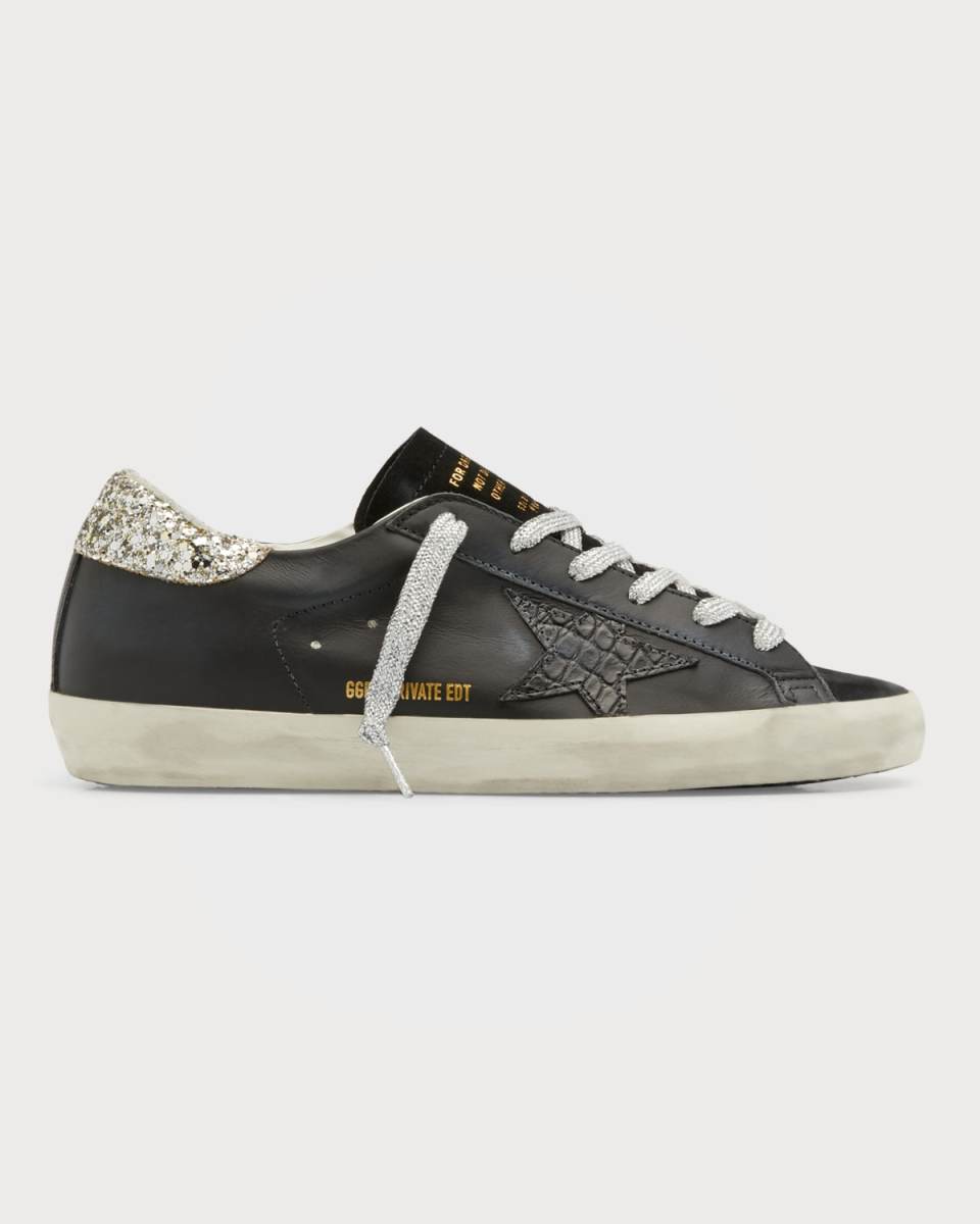 Superstar Croco Leather Low-Top Sneakers
