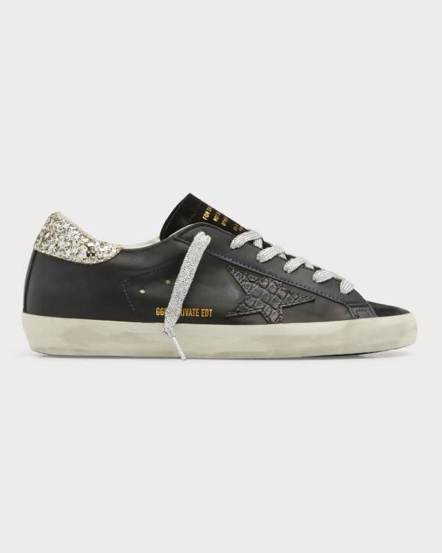 Superstar Croco Leather Low-Top Sneakers